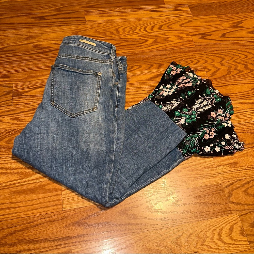 Pilcro and the Letterpress Blue Jeans with Floral Accents - Picture 9 of 9